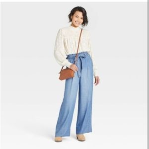 Knox Rose Women's High Rise Wide Leg Pants - Blue